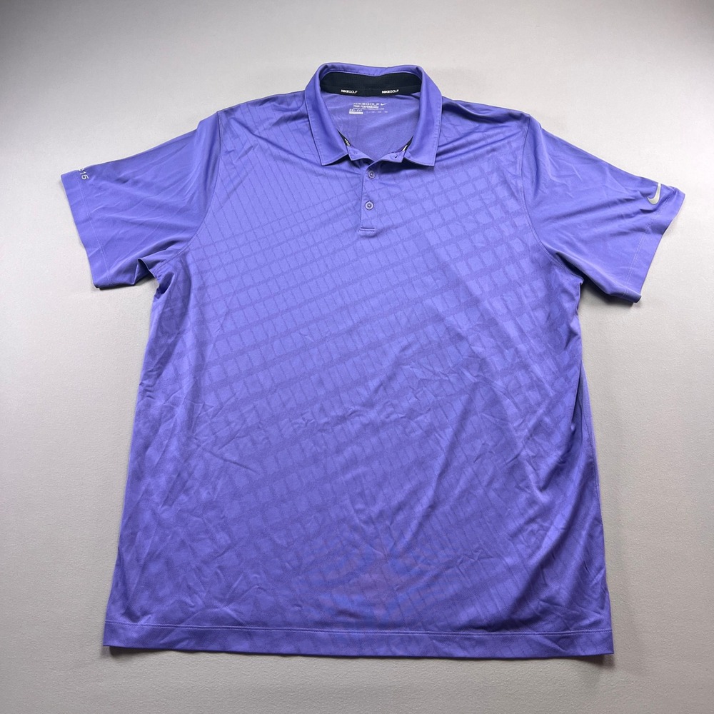 Nike Golf Tour Performance Polo Shirt Mens 2XL Purple Dri Fit Moisture Wicking